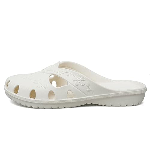 MEIAGDT Women's Flat Sandals Slip On Water Sandals Casual Floral Mules Lightweight Closed Toe Summer Beach Shower Shoes for Pool, Garden, Walking, Vacation Beige-41 — view 4