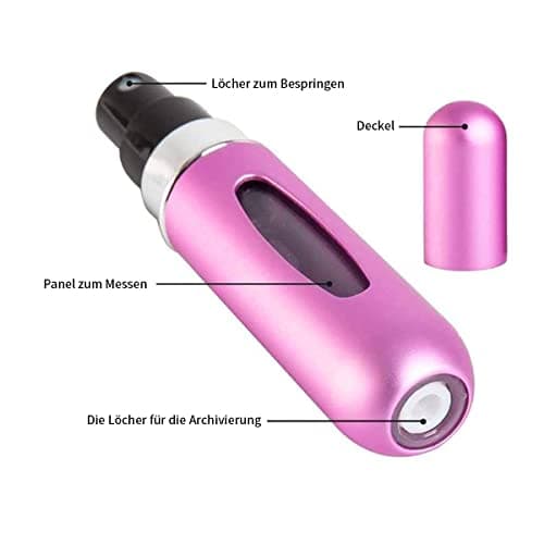 Leikedun 5 PCS 5ml Perfume Atomiser Refillable Bottles, Portable Mini Spray Travel Bottle with Visual Window Perfume Travel Bottle for Purse Handbag Pocket Luggage - Holiday Essentials — view 3