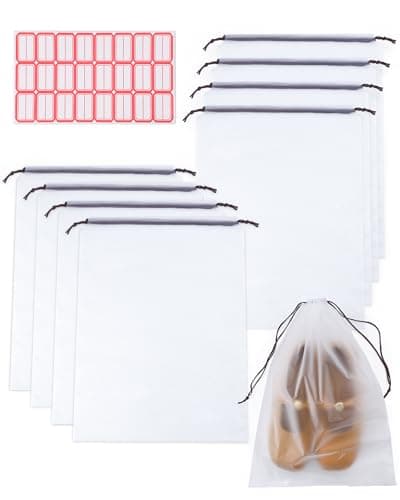 FitDA 8 Pack Shoe Bags for Travel,30 * 40CM Clear Drawstring Shoe Bags