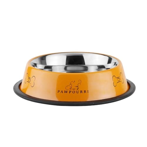 Stainless Steel Dog Bowl Pack of 2, Food & Water Bowl for Dogs, Durable Dog Feeding Bowl, Bowls for Medium Dogs, Easy to Clean, Anti-Skid Pet Bowl 24 oz (Orange & Blue) — view 6