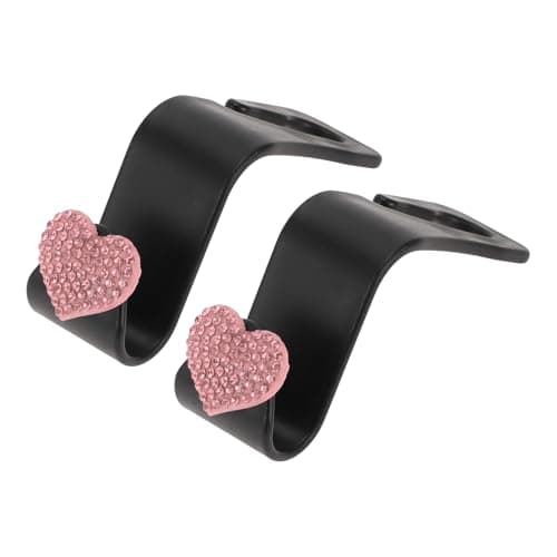 INFINAUTO Car Seat Headrest Hook Plastic Rhinestone Sturdy Pink 2.4"x1.26"
