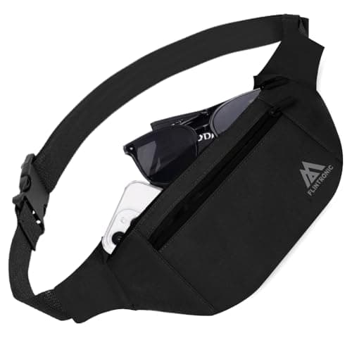 Flintronic Bum Bag, Waist Bags for Men Women, Travel Waist Pack with Adjustable Belt, 4 Compartments, Waterproof Bumbag for Sports, Running, Cycling