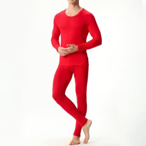 Men's Thermal Underwear Set Fleece Lined Base Layer,Winter Warm Long Sleeve T Shirts and Pants for Cold Weather Protection with Comfort Stretch Fit and Moisture Wicking (Red, XXXXXXL) — view 4