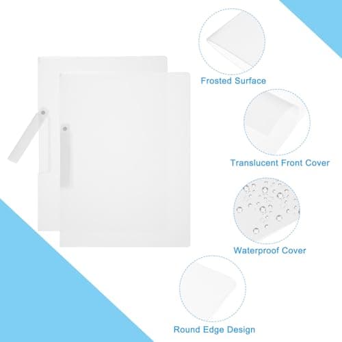 PATIKIL Plastic Folders with Mid-Side Swing Clip, 10 Pcs Report Folder Front Presentation Folders for A4 US Letter Size Paper Office Business Documents Resume, 12.2x9 Inch White — view 4