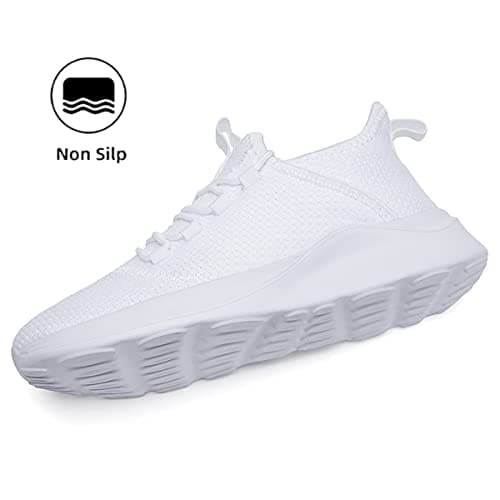 FUJEAK Women Shoes Trainers Running Walking Slip on Women Gym Comfortable Shoes Fitness Outdoor Sports Jogging Sneakers Casual Mesh Lightweight Breathable White Size 5.5 UK — view 3