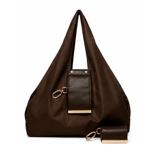 Transformable Bag Stylish Vegan Leather Tote and Keychain Charm (Brown)