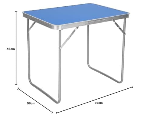 Holdfiturn Camping Table Portable Folding Picnic Table Lightweight Aluminum Picnic Table with Handle Indoor Outdoor Foldable Table for Beach Party BBQ Picnic 70x50x60cm — view 3