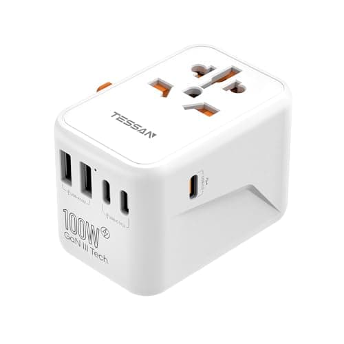 TESSAN 100W Universal Travel Adapter, Worldwide Plug with 5 USB(3 USB C)
