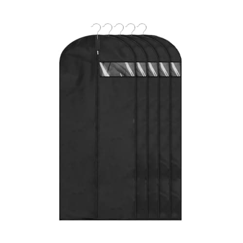 XIANTIAN Clothes Protector Bags Dustproof Clothes Covers Moth Proof Coat Covers with Zip， (Set of 5) Foldable Washable Clear Lightweight Garment Bags (black, 60x150)
