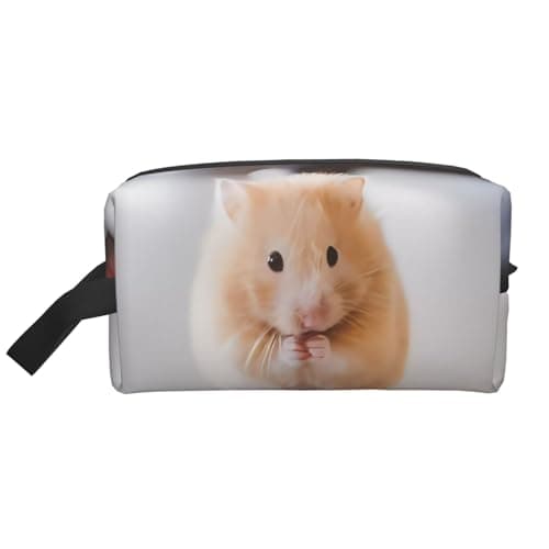 Large Travel Cosmetic Bag – Reusable Maroon Hamster Print Dopp Kit for Toiletries, Portable Organizer for Men and Women, White, One Size