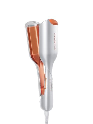 SHEGLAM Beach Babe Wave Iron for Hair 2 Barrel Crepe Iron 25mm/1inch with Smart Timer, Adjustable Temperature, Dual Voltage, Anti-Scald – Curling Rod for Beach Waves & Mermaid Hair
