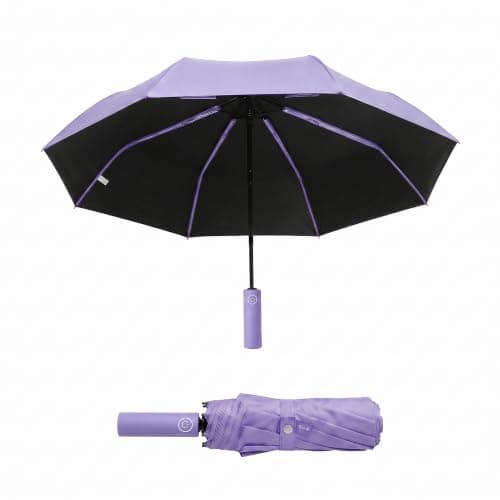 Automatic Travel Umbrella, Compact Windproof Folding Umbrella with One-Touch Auto Open & Close, UPF 50+ UV Protection, Lightweight Portable Rain Umbrella, Fibreglass Frame for Men & Women (Lavender) — view 2