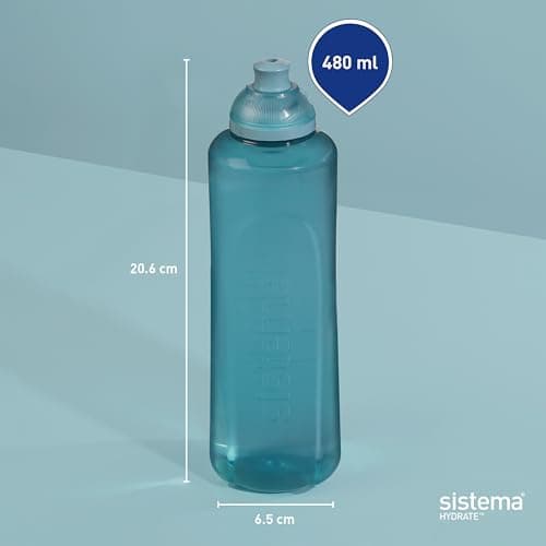 Sistema Swift Twist 'n' Sip Sports Water Bottles | 480 ml | Leakproof Kids Water Bottles | Made Using Recycled Plastic | BPA-Free | Teal Stone | 4 Count — view 3
