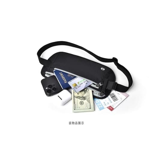 RFID Blocking Travel Money Belt - Anti-Theft Hidden Waist Wallet for Passport, Credit Cards & Phone - Security Fanny Pack for Men & Women (12 Colors), Red, Modern — view 5