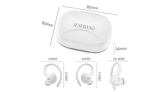 Sports Wireless Earbuds with EarHooks HiFi Stereo Sound with ENC Mic, White — view 3