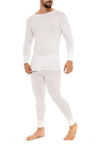 Heat Stoke®️ Men's Thermal Long Sleeves T-Shirt Long Johns Trouser Warm Base layer Black Charcoal S,M,L,XL,XXL (SINGAL SET WHITE, M) — view 3