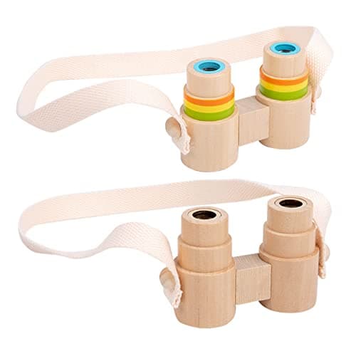 YUGSHNKFC Lens Kids Binoculars for Observing Game Nature Watching, Hiking, Camping, Travel Wooden Binoculars for Kids Toddler — view 2