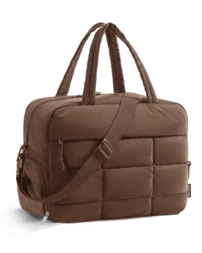 bagsmart Gym Bag Womens, 23L Travel Bag with Shoe Compartment, Coffee Brown
