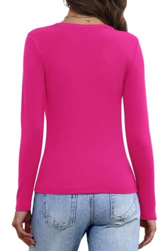 WIHOLL Womens Long Sleeve Tops Thermal Tops for Women UK Light Fleece Slim Fitted Undershirts Casual Basic T Shirts Rose Pink M — view 5