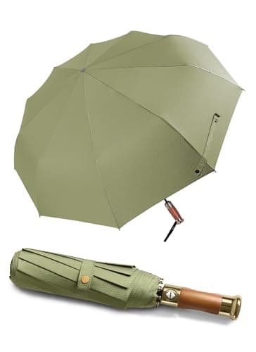 Rain Cats Folding Travel Windproof For Rain, 10 Ribs Automatic Compact for Backpack, Collapsible Umbrella for Men Women (Olive, 114cm)