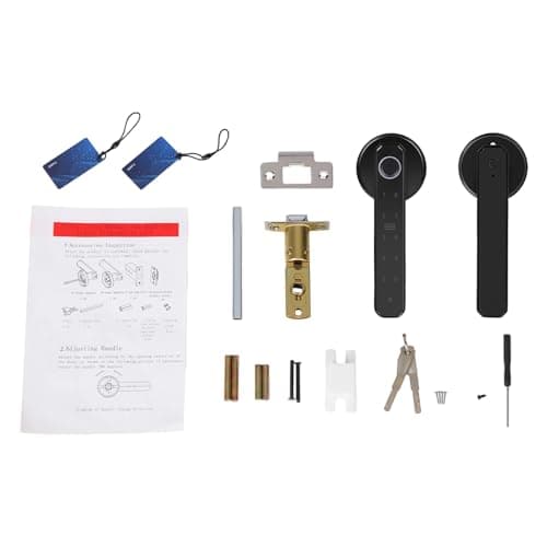 Fingerprint Door Lock, Smart Door Handle Lock with Keypad, Biometric Keyless Entry Door Knob for Home Office, Aluminium Alloy, Password IC Card Key, Type-C Emergency Power, Low Battery Alarm, Black — view 6