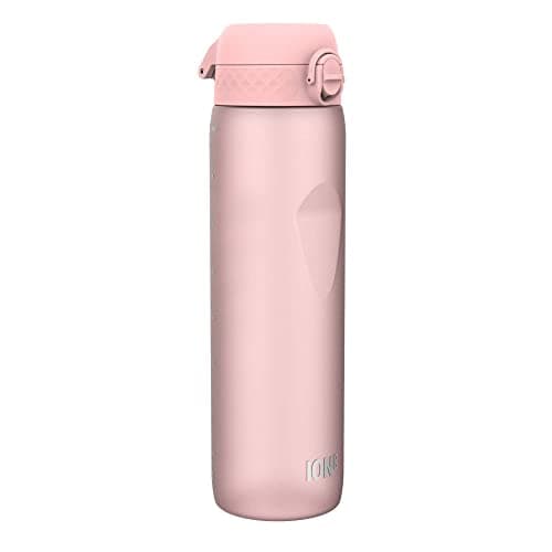 ION8 1 Litre Water Bottle, Leak Proof, Flip Lid, Carry Handle, Rapid Hydration, Dishwasher Safe, BPA Free, Contoured Grip, Ideal for Travel, Gym & Activity, Carbon Neutral Recyclon, 32 oz, Rose Pink