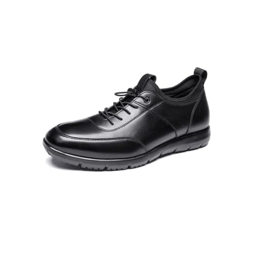 Poerkan Men's Lightweight Business Walking Shoes - Arch Support & Odor-Resistant | PT Approved Black