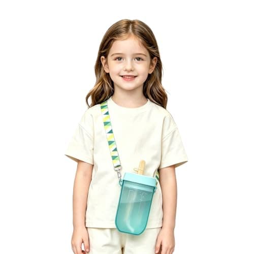 Cute Water Bottle with Straw Morning Walk Camping Trip Blue One Size
