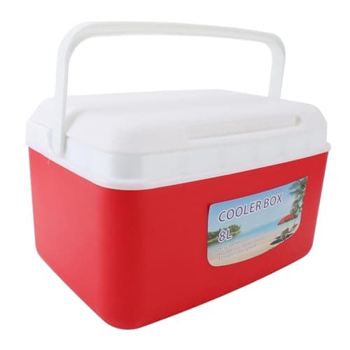 Hidyliu 8L Insulated Portable Cooler, Professional Hard Cooler Box with Portable Handle for Camping Picnic Beach Fishing Travel (Red)