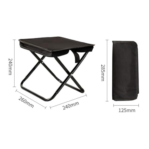 XUEQI Portable Folding Stool - Lightweight Mini Seat for Travel, Hiking, Garden, Fishing, Cricket, Beach with Storage Bag (Black) — view 3