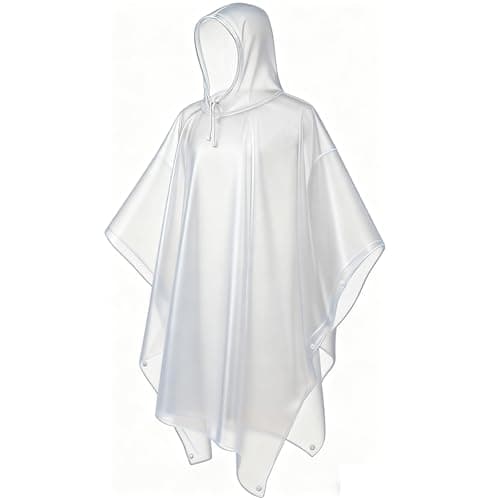 CHGANG Waterproof Poncho Adult, Reusable Rain Poncho Lightweight Waterproof Raincoat Emergency with Hood for Outdoor Hiking Camping Cycling Traveling (Clear)