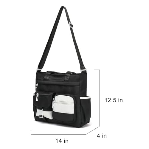 Phaoullzon - Kawaii Teenagers Crossbody Bag Nylon Crossbody Bag, Black (1), Large(could fit 14" laptop), Large (fits 14 inch laptop) — view 3