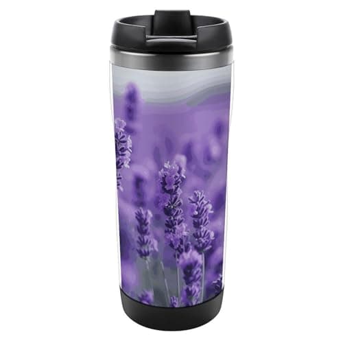 FekiLoot Purple Lavender Water Cup Stainless Steel Bottle Tumbler Exquisitely Sleek Premium Metal Cup Ingeniously Sealed Robust Travel Mug For Outdoor Camping Gym Office Daily Use