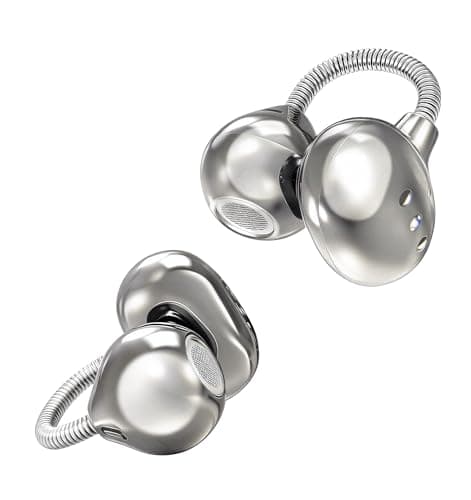 King Lucky Open-Ear Clip-On Earbuds for Running, Bluetooth 6.0 Wireless Headphones with Memory Spring, Secure Fit for Small Ears & Glasses Wearers, 45H Playtime, ENC Mic, IPX5 Waterproof (white)
