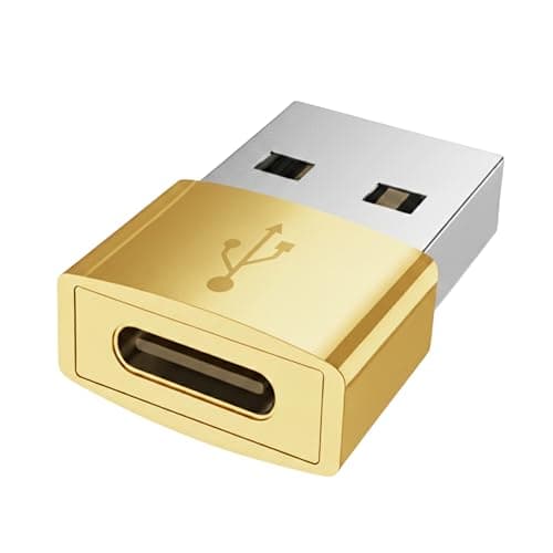 USB to USB-C Fast Charger Adapter For i-Phone, 20W PD Type-C Fast Car Charger Plug Adapter Compatible with i-Phone 16/15/14/13/12/11 and Samsung S24/S23/S22/S21/S20 and More (Gold)