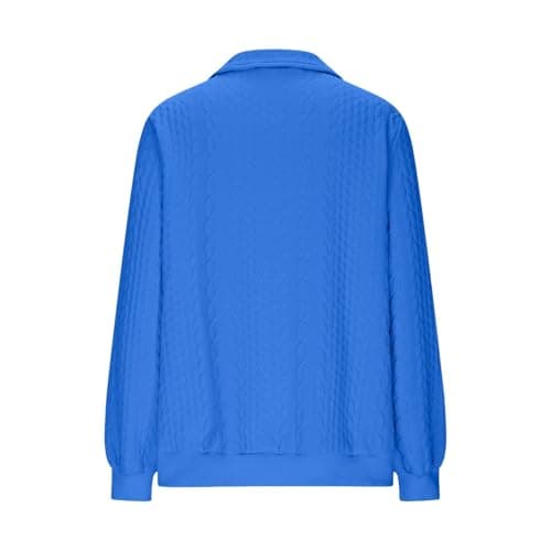 Sweaters for Women UK Jumpers for Women UK Sweatshirts Lapel Half Zip Pullover Knit Cable Ladies Sweatshirt Long Sleeve Tops Fall Winter Sweaters Warm Hoodies Outfit Clothing Sky Blue M — view 4