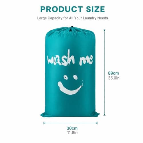 Kemay 1Pack Large Travel Laundry Bags, 24" x 36" Heavy Duty Dirty Clothes Bags with Drawstring, Machine Washable Reusable Laundry Hamper Liner for Home, Travel, Camping, University Dorm — view 3