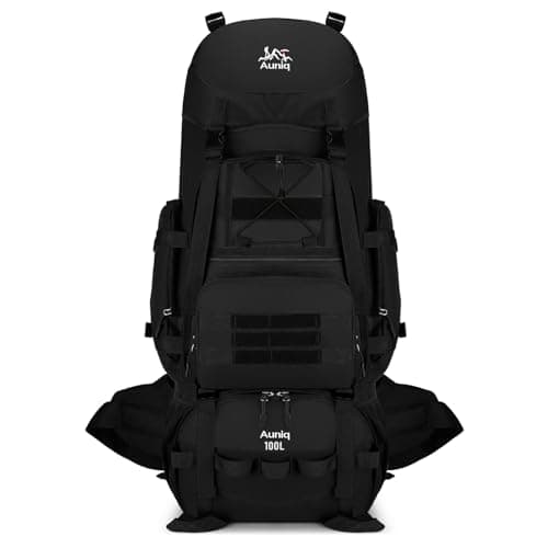 Auniq Hiking Backpack, 100L Large Capacity Trekking Rucksack Waterproof Hiking Rucksack Travel Bag Lightweight Outdoor Camping Daypack for Men Women Climbing Cycling Camping Travelling Outdoor Sports
