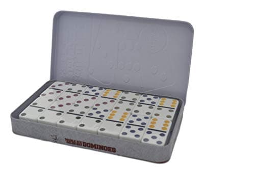 KAV 19 x 11 cm Double 6 Dominoes Set in Gift Tin Box Educational Board Games - Bright Coloured Set for Adults and Kids - 4.75 x 2.4 cm Domino Pieces Gift Tin Box — view 3