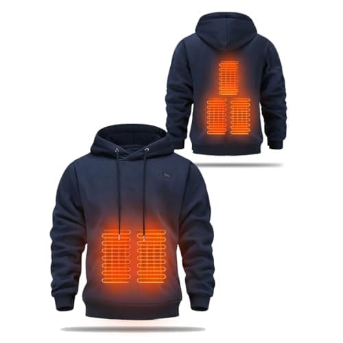 Heated Hoodie for Men Women USB Thermal Hooded Sweatshirt with 3 Heating Settings 5 Heating Zones Winter Heated Pullover Hoodies Warming Coats Jacket Tops (Power Bank Not Included)