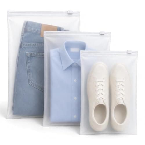 Reusable Ziplock Storage Bags for Travel, Waterproof Zip Organiser Bags for Clothes, Shoes, Cosmetics, Frosted Packing Pouches for Baby Essentials, 30pcs 30x40cm — view 2