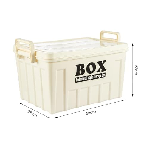 Minifactory Industrial Style Storage Box with Lid – Large Capacity Foldable Clothes Storage Organizer with Handles, Thickened & Durable for Bedroom Wardrobe, Travel, Car Boot, Outdoor (White) — view 4