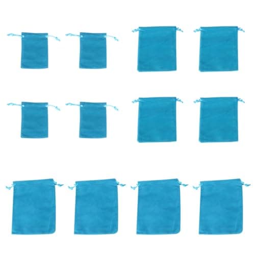 12pcs Blue Velour Drawstring Storage Bag for Power Bank and USB Cable