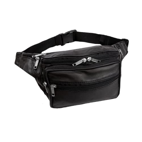 Woodland Leathers Genuine Leather Bum Bag Belt Bag for Women and Men, Black