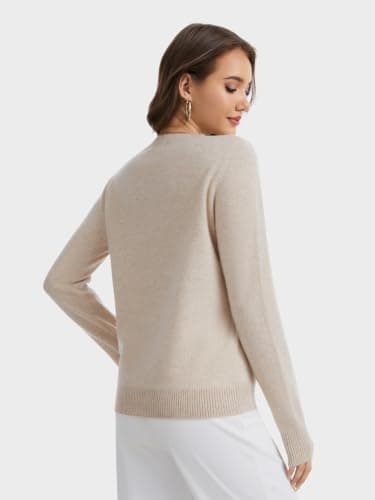 ACUSHLA Women Cashmere Merino Wool Sweaters Long Sleeve Winter Tops,Beige L — view 2