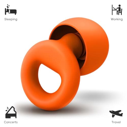 HOYIO Ear Plugs for Noise Reduction–Super Soft, Reusable Hearing Protection in Flexible Silicone for Sleep, Noise Sensitivity & Flights-8 Ear Tips in XS/S/M/L–27dB Noise Cancelling–Orange — view 3