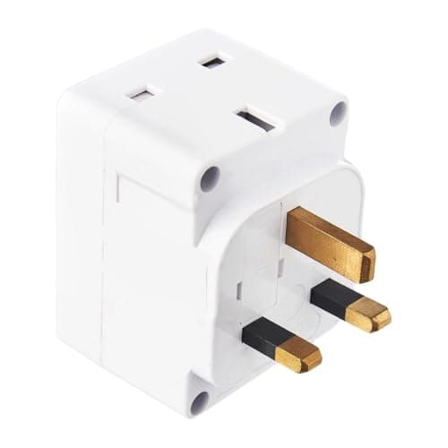 LUXFAB 2-Way Double Plug Adaptor, 3 Pin Power Adapter, Multi Plug Splitter, Cube Electric Adapter - UK Outlet, Blue — view 2