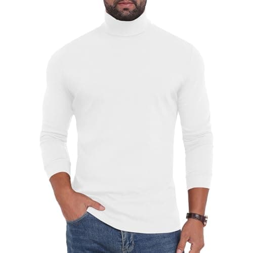 XMWSPO Men's Turtleneck Base Layer Top,Long Sleeve Slim Fit Shirt,Winter — view 2