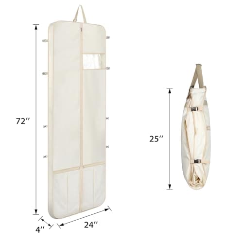 Univivi Wedding Dress Bag,72 Inch Dress Bags Covers,Beige — view 2