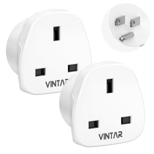 VINTAR UK to US Plug Adaptor, Type B Adapter with 10A Fuse, 2 Packs